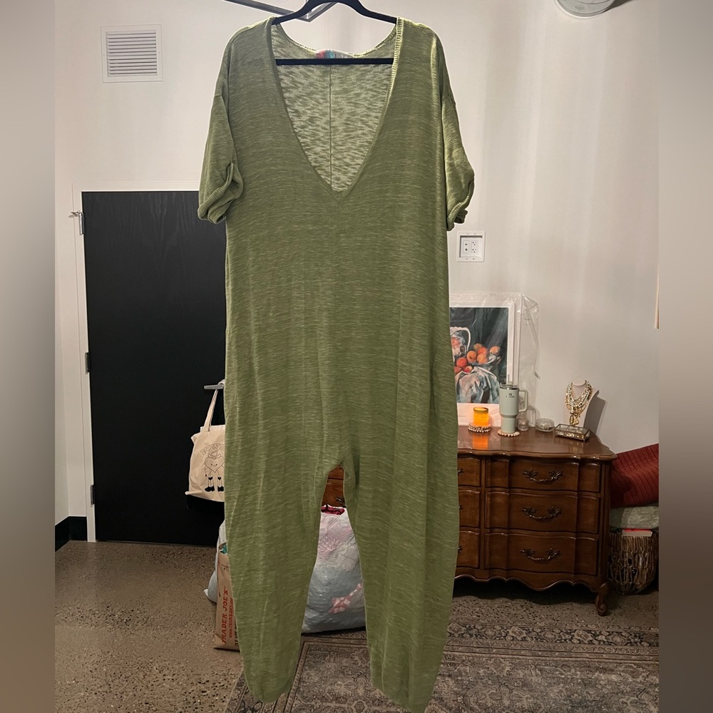 Free People green lounge jumpsuit